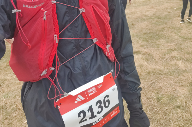 Me with a running bib at the start area of the race.