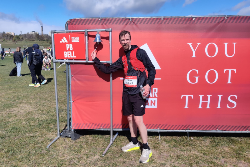 Me ringing the PB bell after the race.