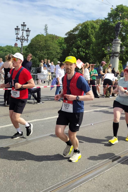 Me a bit into the race.